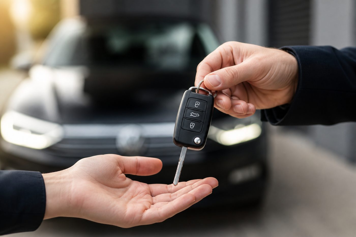 Nieuwe autosleutel wordt overhandigd aan de klant